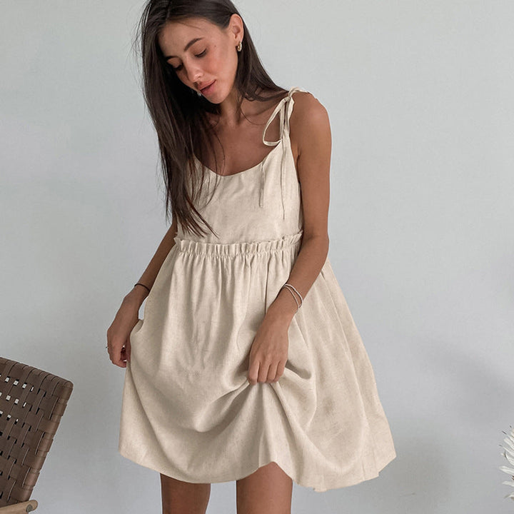 Damen Trägerkleid mit elastischem Bund und verstellbaren Trägern Drune