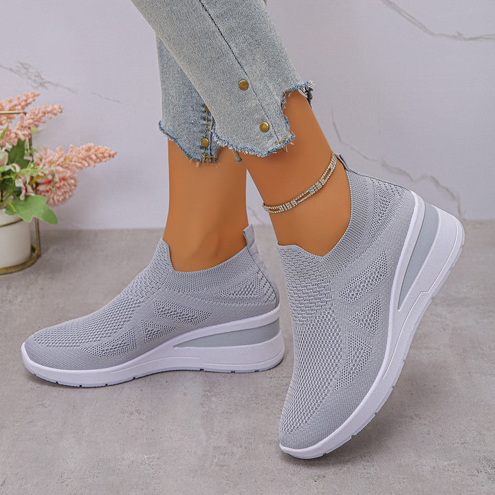 Damen Komfortable Wedge-Sneaker aus atmungsaktivem Strickmaterial Drune