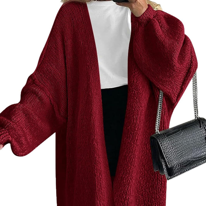 Damen lässiger Strickmantel mit offenem Schnitt und weitem Ärmelschnitt Drune