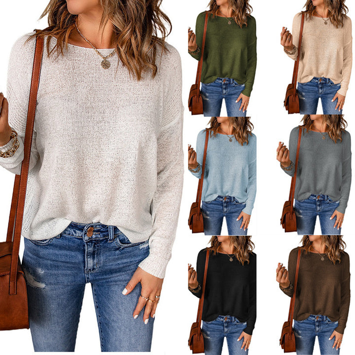 Damen lässiger Strickpullover mit weitem Schnitt und eleganten Details Drune