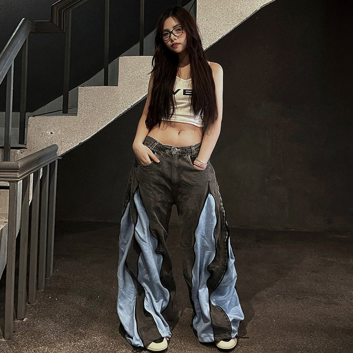 Damen sportliches Crop-Top mit modernem Print und schmalen Trägern Drune