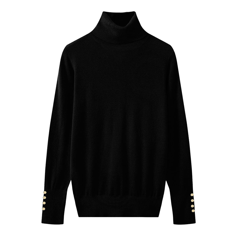 Damen Rollkragenpullover mit eleganten Knopfdetails Drune