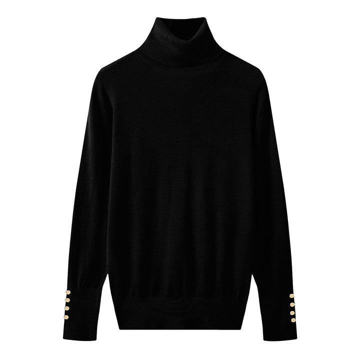 Damen Rollkragenpullover mit eleganten Knopfdetails Drune