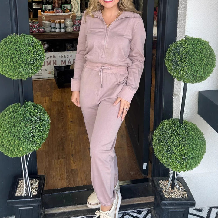 Damen Freizeit-Jumpsuit mit modischem Stehkragen und praktischen Taschen Drune