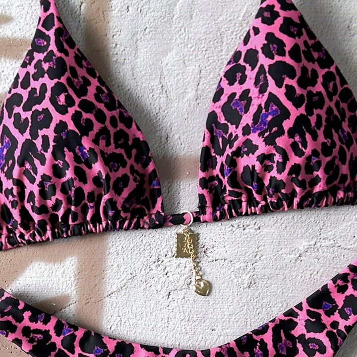 Damen Triangel-Bikini mit aufregendem Tierdruck und verstellbaren Bindebändern Drune
