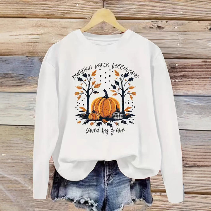 Damen Sweatshirt mit herbstlichem Kürbis-Motiv und lässigem Schnitt Drune
