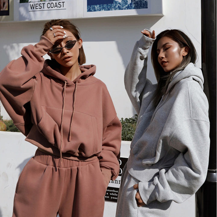 Damen Hoodie und Jogginghose-Set mit lässigem Schnitt und elastischem Bund Drune