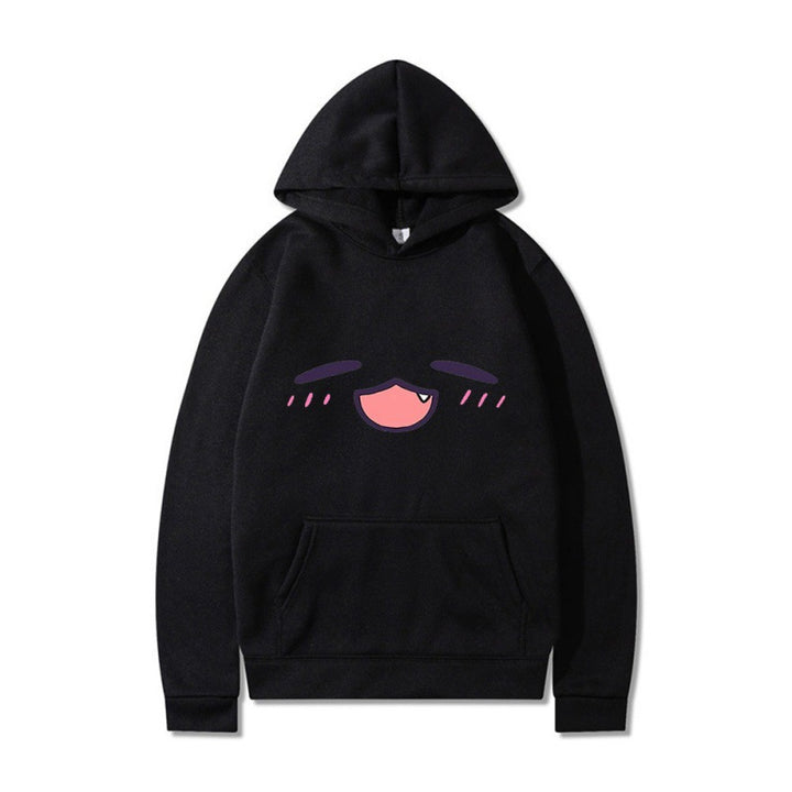 Damen Kapuzenpullover mit fröhlichem Cartoon-Gesicht und bequemer Passform Drune