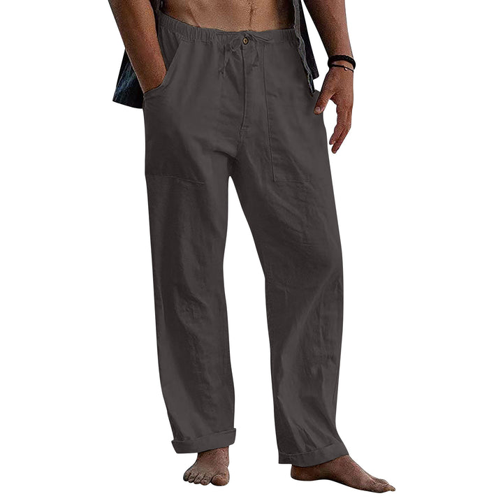 Herren nan leichte Leinenhose mit elastischem Bund und geradem Schnitt Drune