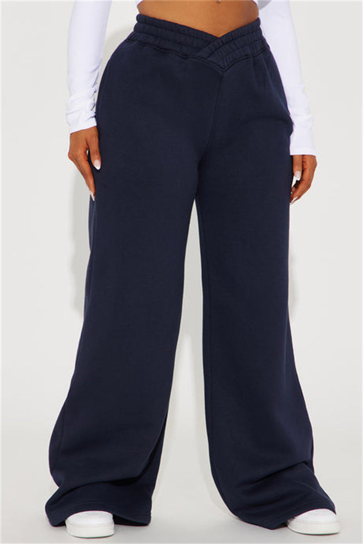 Damen Freizeitweite Hose mit elastischem Bund und seitlichen Taschen Drune