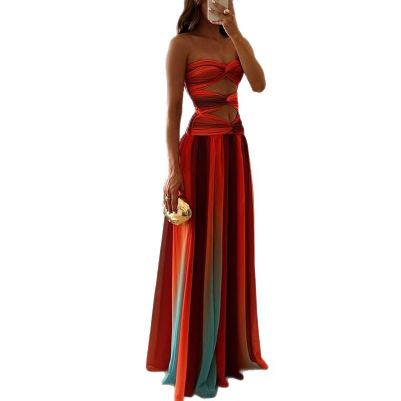 Damen strapless Maxi-Kleid mit raffinierten Cut-Out-Details Drune