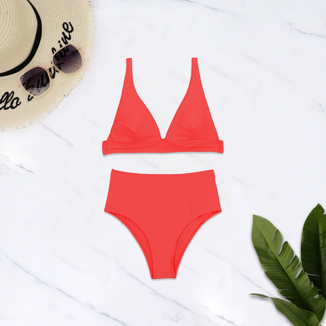 Damen Hochgeschnittener Bikini mit tiefem V-Ausschnitt Drune