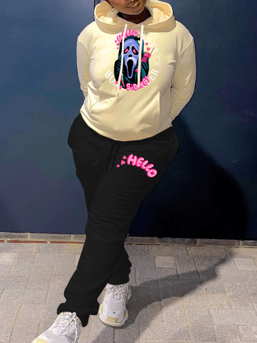 Damen Hoodie mit einzigartigem Grafikdesign und lässiger Hose Drune