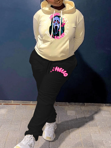 Damen Hoodie mit einzigartigem Grafikdesign und lässiger Hose Drune