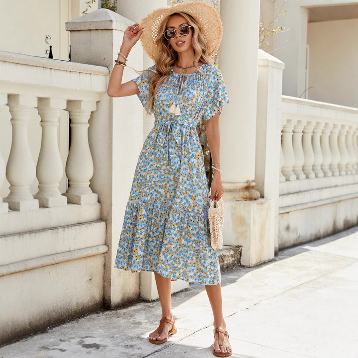 Damen Sommerliches Freizeitkleid mit Rüschendetails Drune