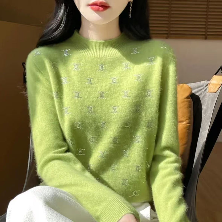 Damen Luxe Strickpullover mit feinem Glitzerdesign und Rundhalsausschnitt Drune
