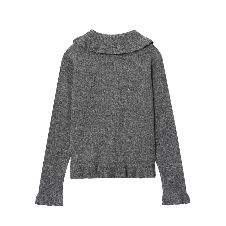 Damen Strickjacke mit Peter Pan Kragen und Knopfdetail Drune