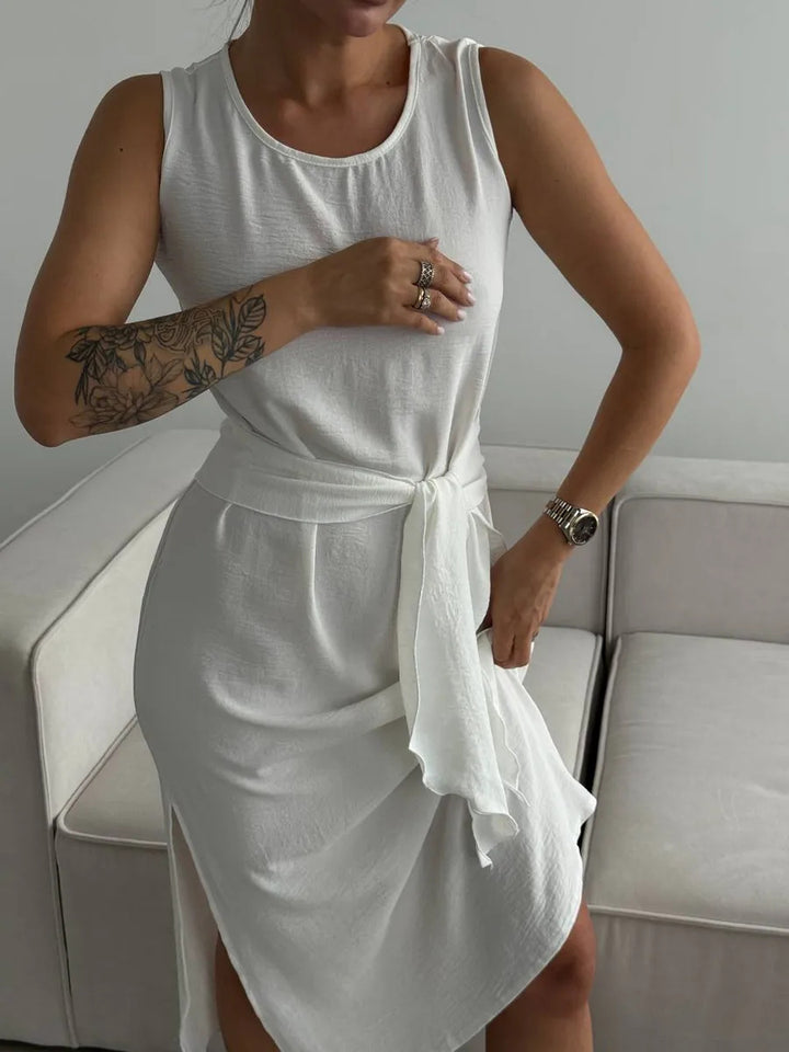 Damen sommerliches Wickelkleid mit seitlichem Schlitz und tailliertem Design Drune