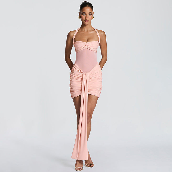 Damen Strandkleid mit raffiniertem Wickeldesign und charmanten Rüscheneffekt Drune