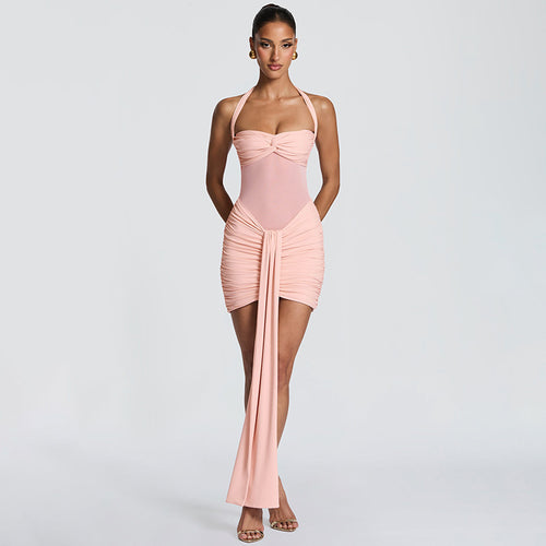 Damen Strandkleid mit raffiniertem Wickeldesign und charmanten Rüscheneffekt Drune