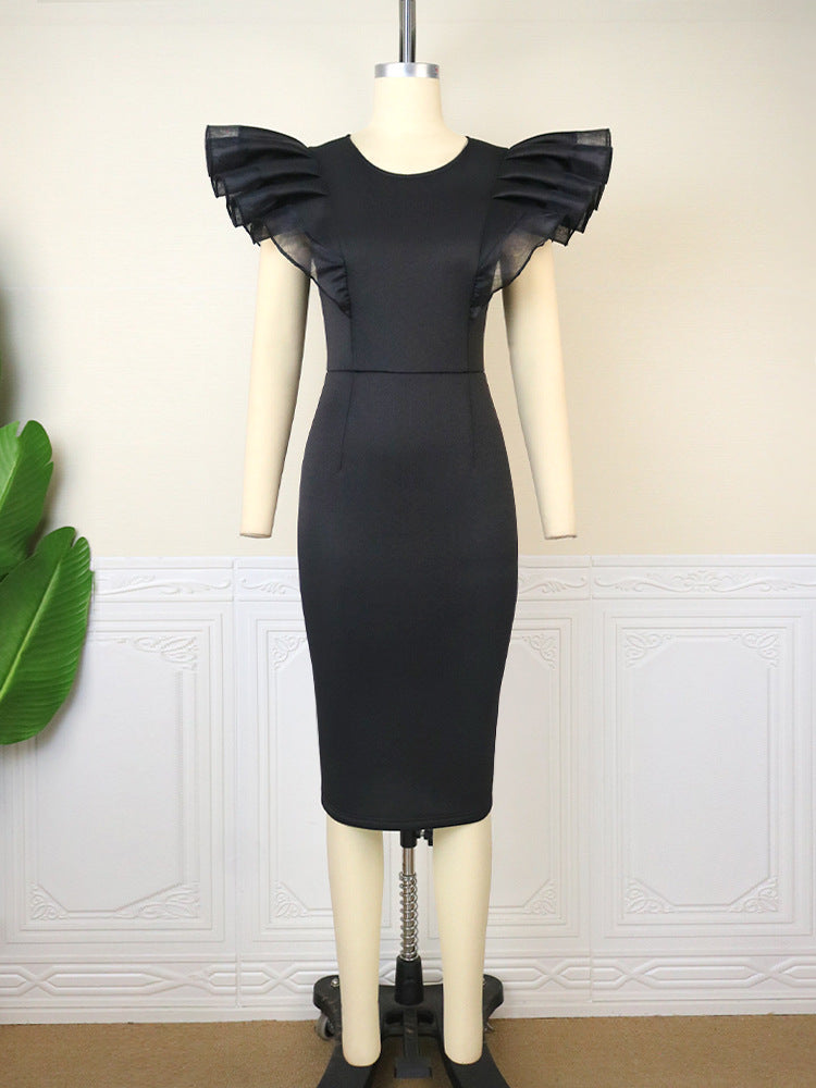 Damen Elegantes Kleid mit Rüschendetails und figurbetonter Silhouette Drune
