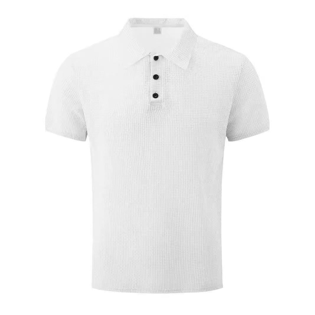 Herren nan Mikrostruktur-Poloshirt mit Hemdkragen, dezenter Knopfleiste und atmungsaktivem Jersey Drune