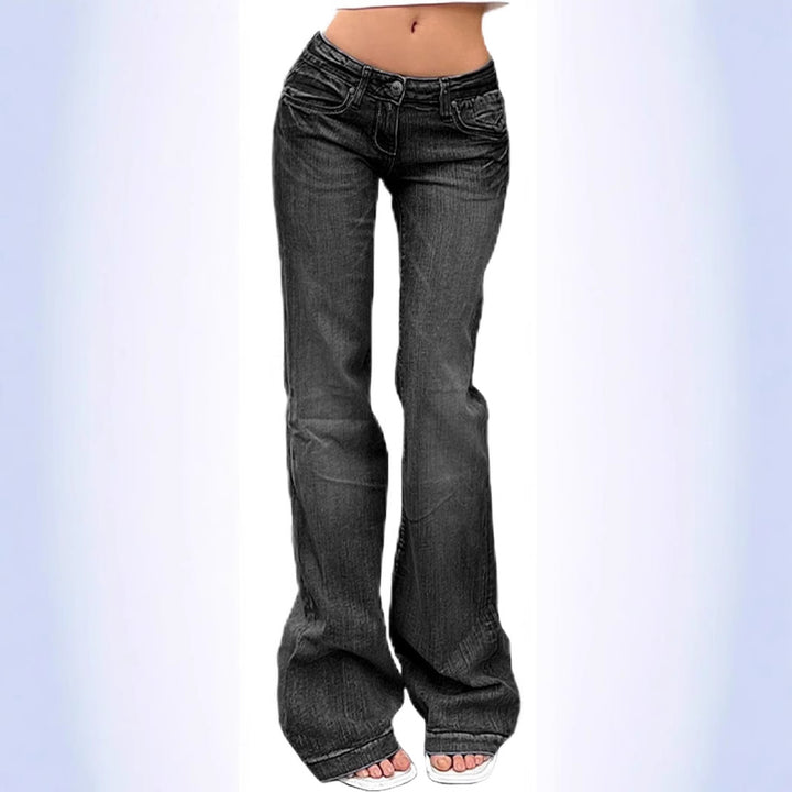 Damen Bootcut-Jeans mit flexibler Passform und hohem Bund Drune