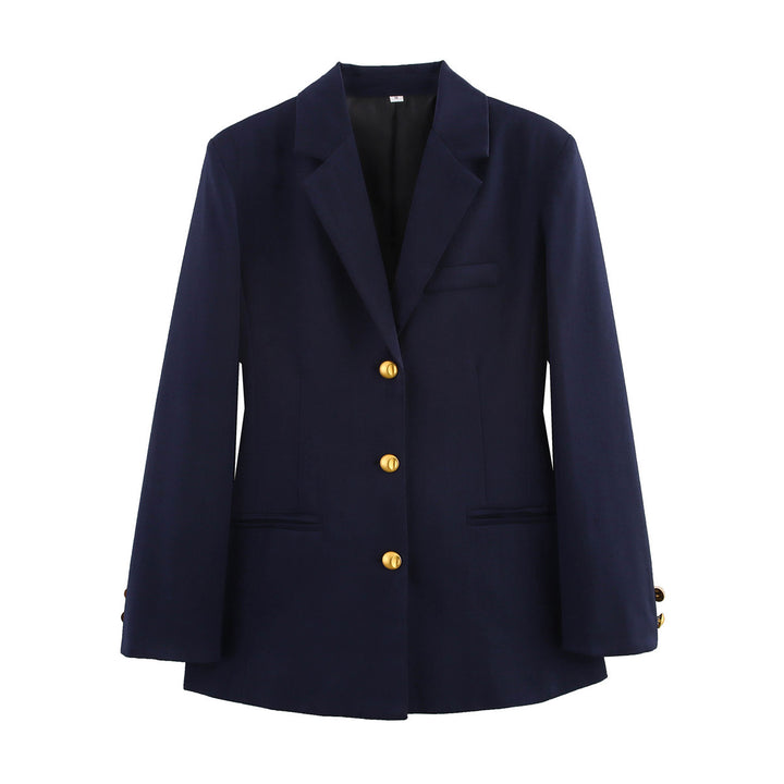 Damen moderne kariert Blazerjacke mit goldenen Knöpfen Drune