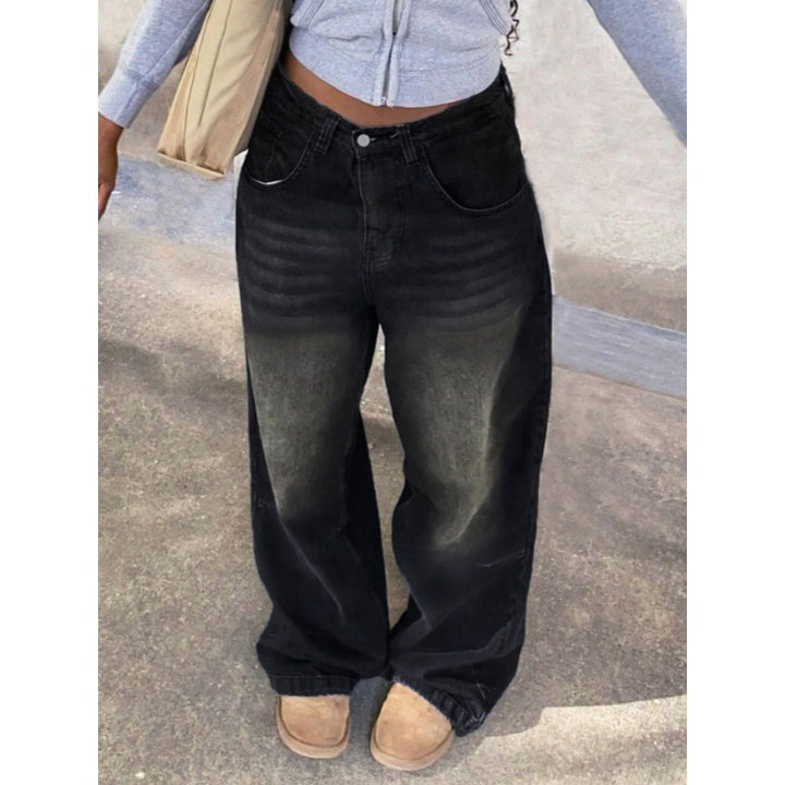 Damen High-Waist Baggy Jeans mit einzigartigem Waschungsverfahren Drune