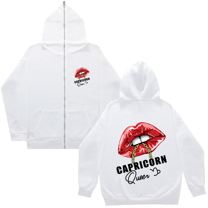 Damen Kapuzenjacke mit einzigartigem Lippenmotiv und Kapuze Drune