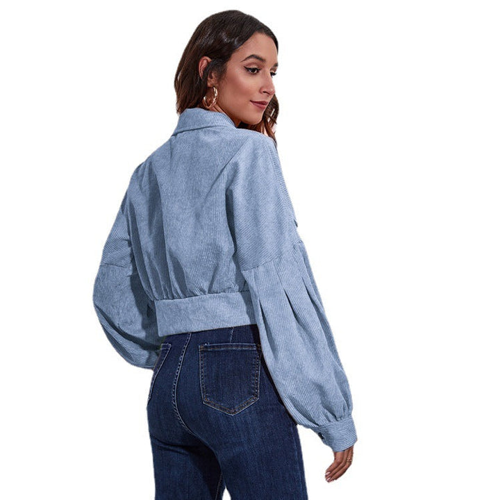 Damen Kurzjacke aus Materialmix mit lässigen Puffärmeln und großen Taschen Drune