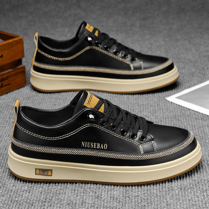 Damen Modische Ledersneakers mit bequemer Dämpfung und rutschfester Sohle Drune