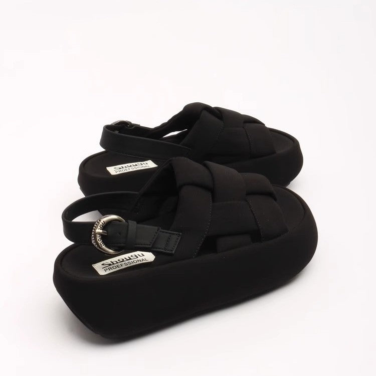 Damen modische Plateau-Sandalen mit elegantem Kreuzriemen und komfortablem Fußbett Drune