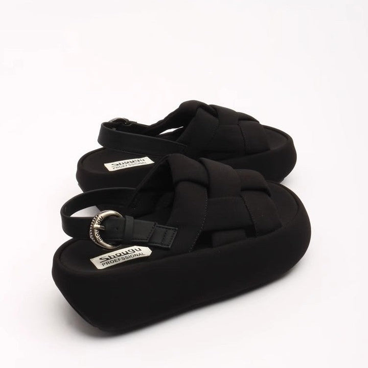 Damen modische Plateau-Sandalen mit elegantem Kreuzriemen und komfortablem Fußbett Drune