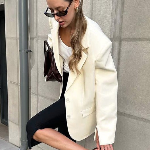 Damen Oversized Blazerjacke mit doppelter Knopfleiste und eleganten Details Drune