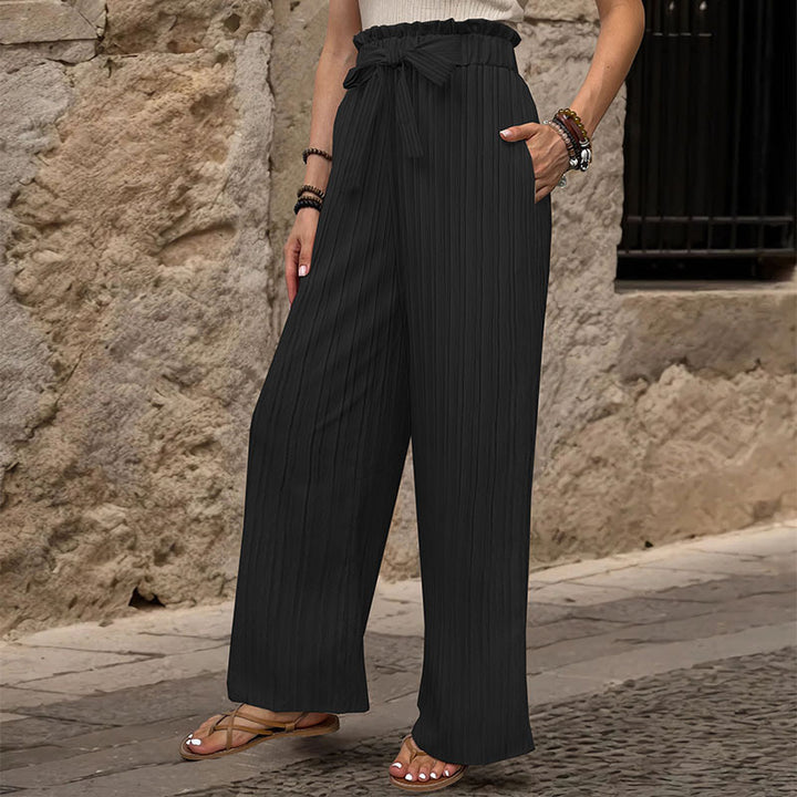 Damen Plisseehose mit elastischem Bund und Taillengürtel Drune