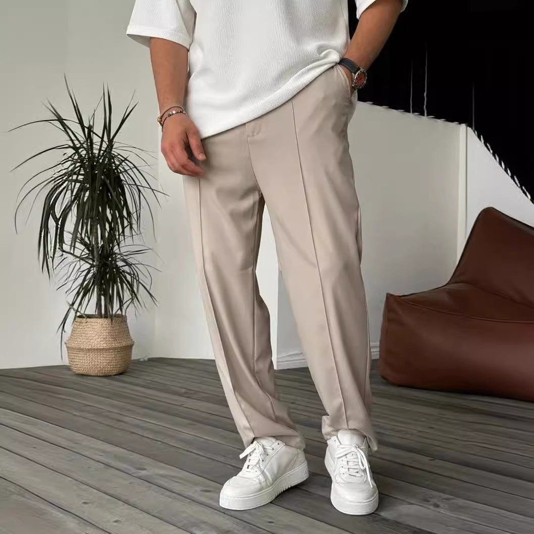 Herren elegante und bequeme Chinohose mit Falten Drune