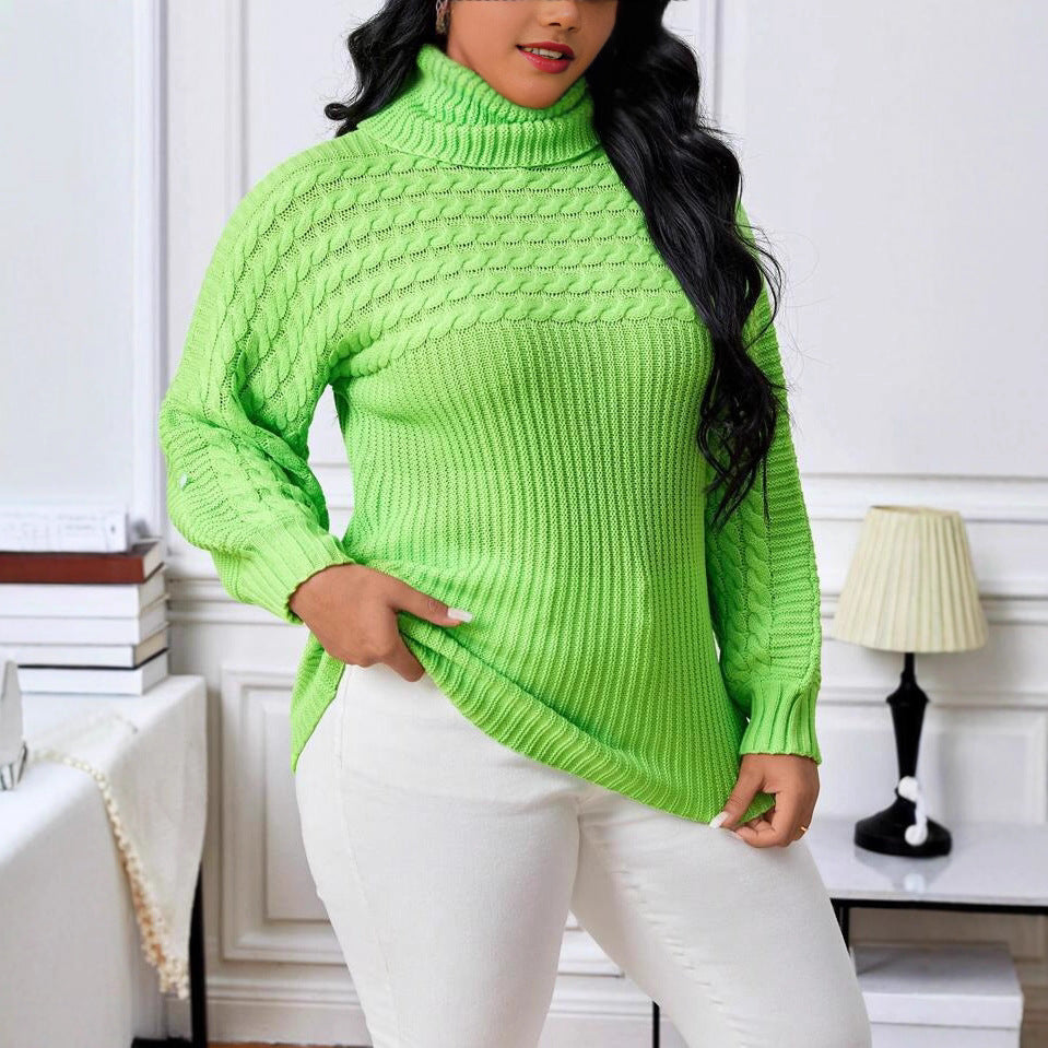 Damen gemütlicher Strickpullover mit hohem Kragen und strukturiertem Design Drune