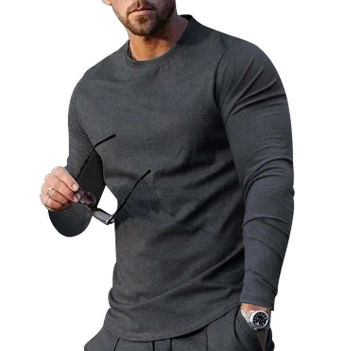 Herren hochwertiges Langarmshirt mit stylishem Rundhalsund und weicher Baumwollmischung Drune