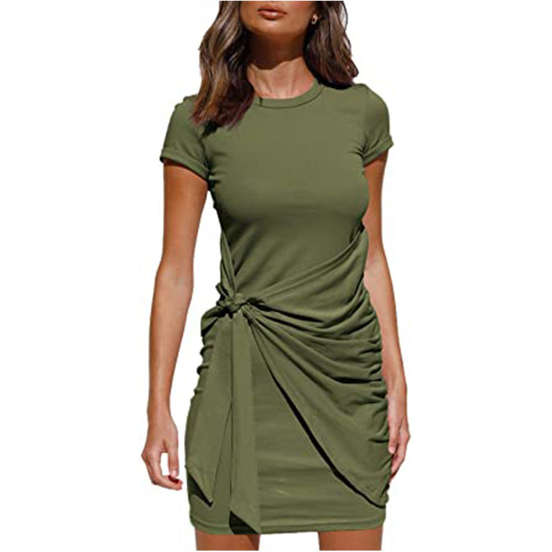Damen Rüschens Mini Kleid mit seitlichem Bindeband Drune