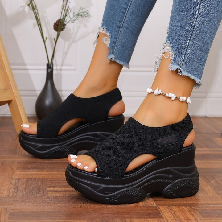 Damen Sneaker-Sandaletten mit atmungsaktivem Strickdesign und komfortablem Plateau Drune