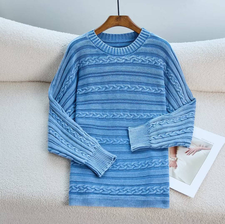 Damen Strickpullover mit strukturiertem Zopf-Design und modernem Schnitt Drune