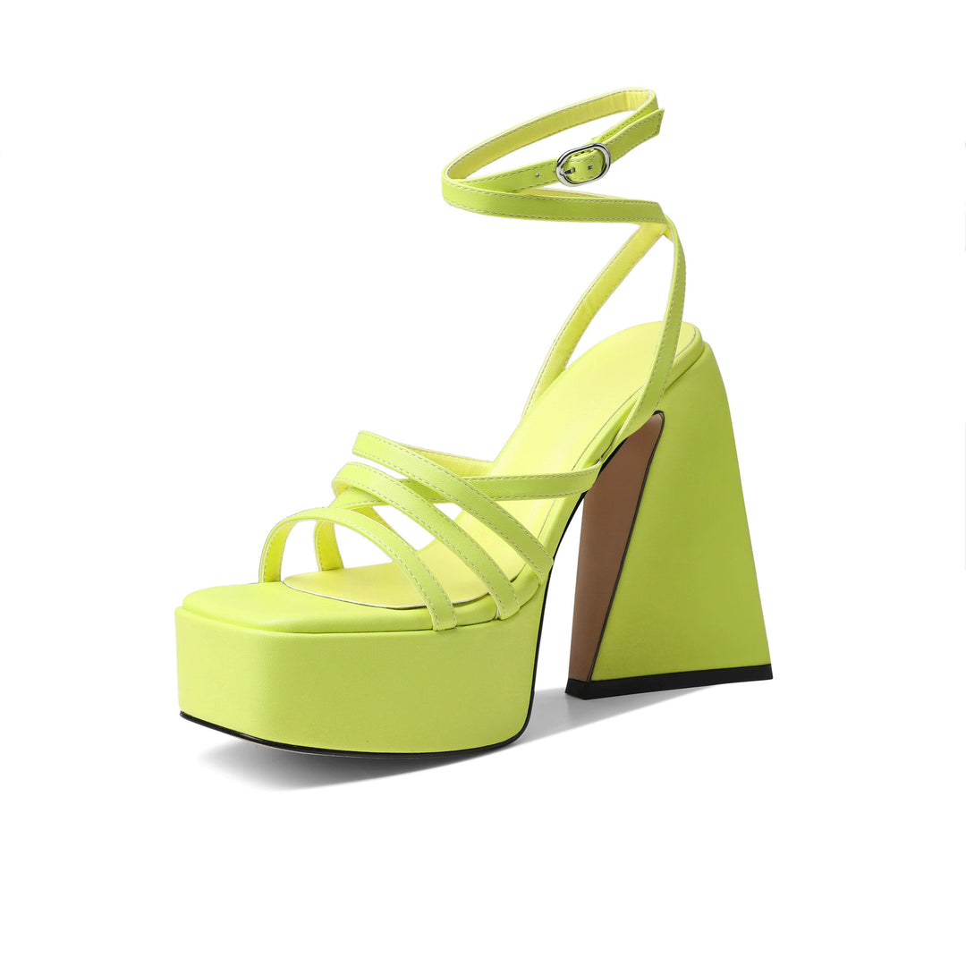 Damen Strappy High-Platform Sandalen mit geometrischem Absatz Drune