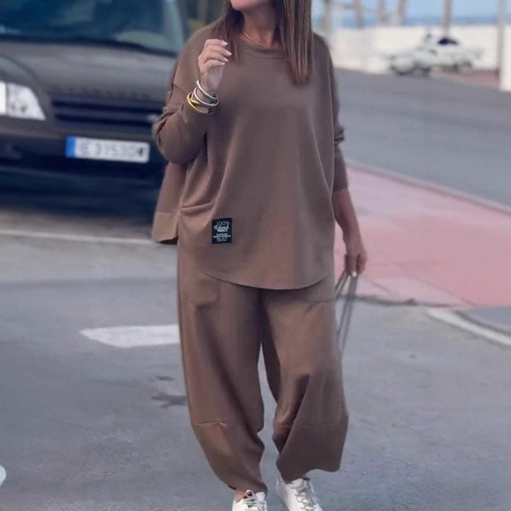 Damen lässiges Wohlfühl-Set mit oversized Oberteil und bequemen Beinen Drune
