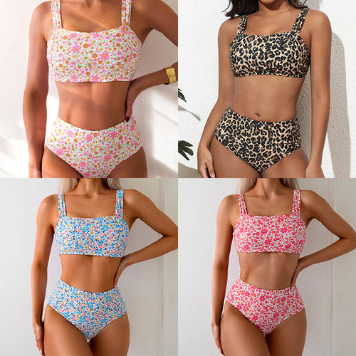 Damen Hochgeschnittener Tankini mit floralen Mustern Drune