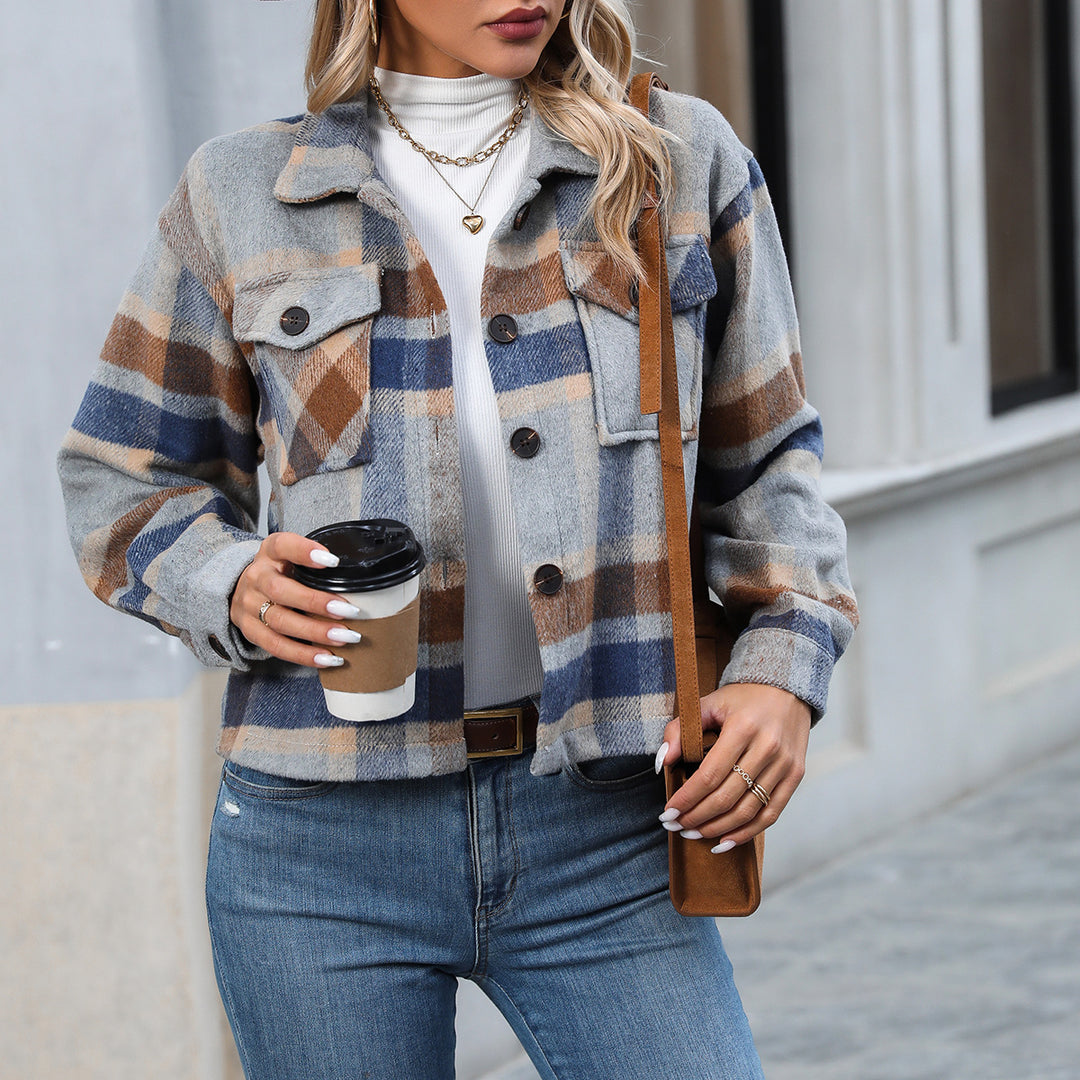 Damen Kariertes Flanellovershirt Drune