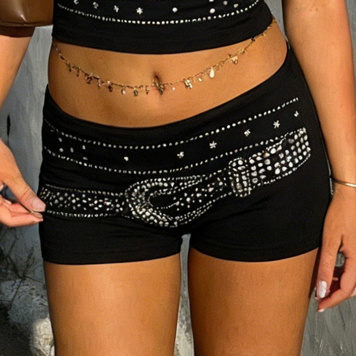 Damen Funkelnde Glitzer-Shorts im sportlichen Design Drune