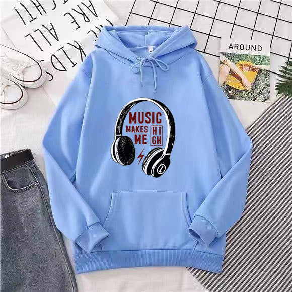 Damen Kapuzenpullover mit kreativem Musik-Design Drune