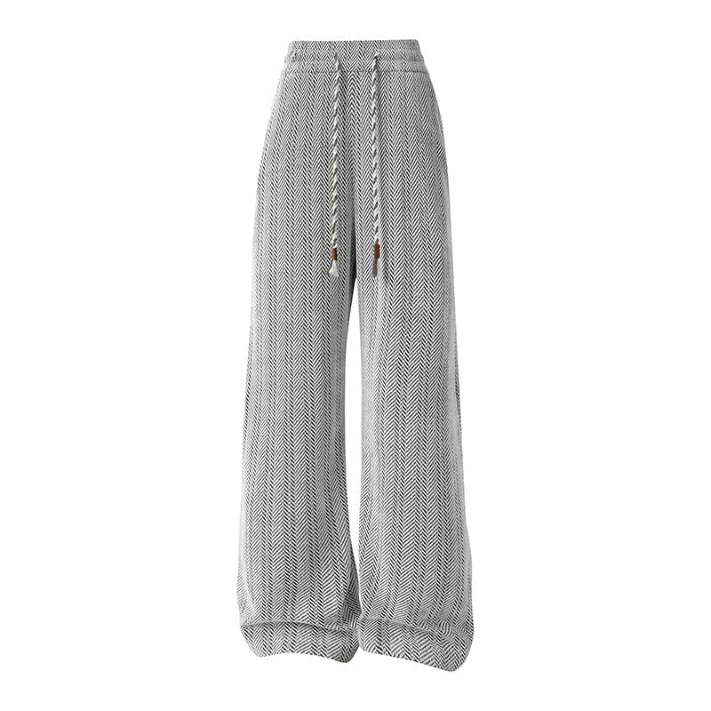 Damen weite Haremshose mit elastischem Bund und trendy Zickzackmuster Drune