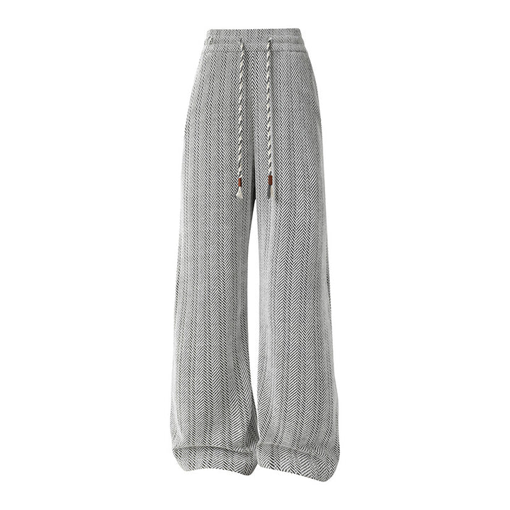 Damen weite Haremshose mit elastischem Bund und trendy Zickzackmuster Drune